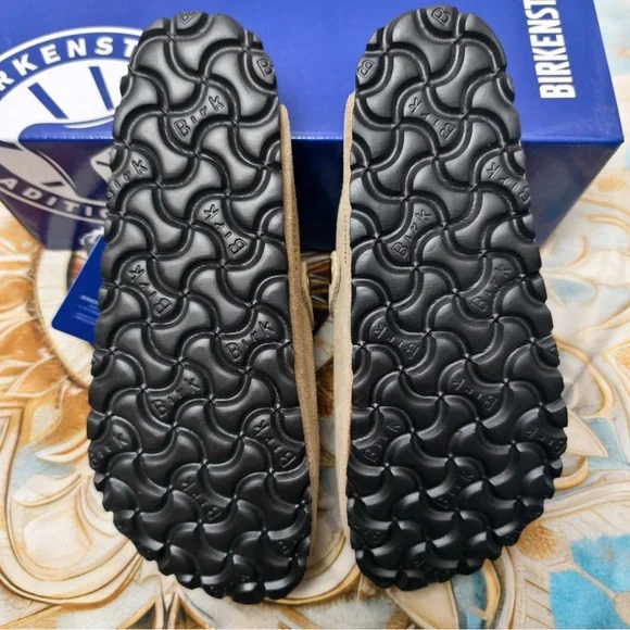 Women's Latte Cream Suede Birkenstock Boston Shoes - Narrow Fit - Picture 5 of 5